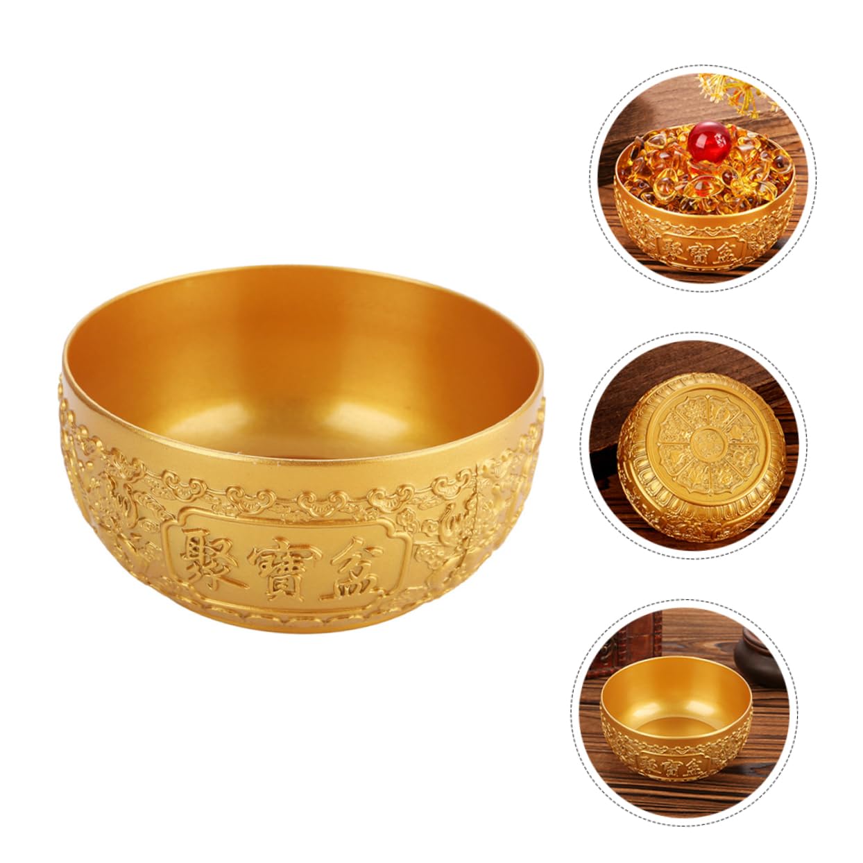 PRETYZOOM Cuenco Símbolo de Riqueza y Prosperidad para Oficina y Hogar de Latón Dorado Decorativo Diseño Artístico y Durabilidad Garantizada