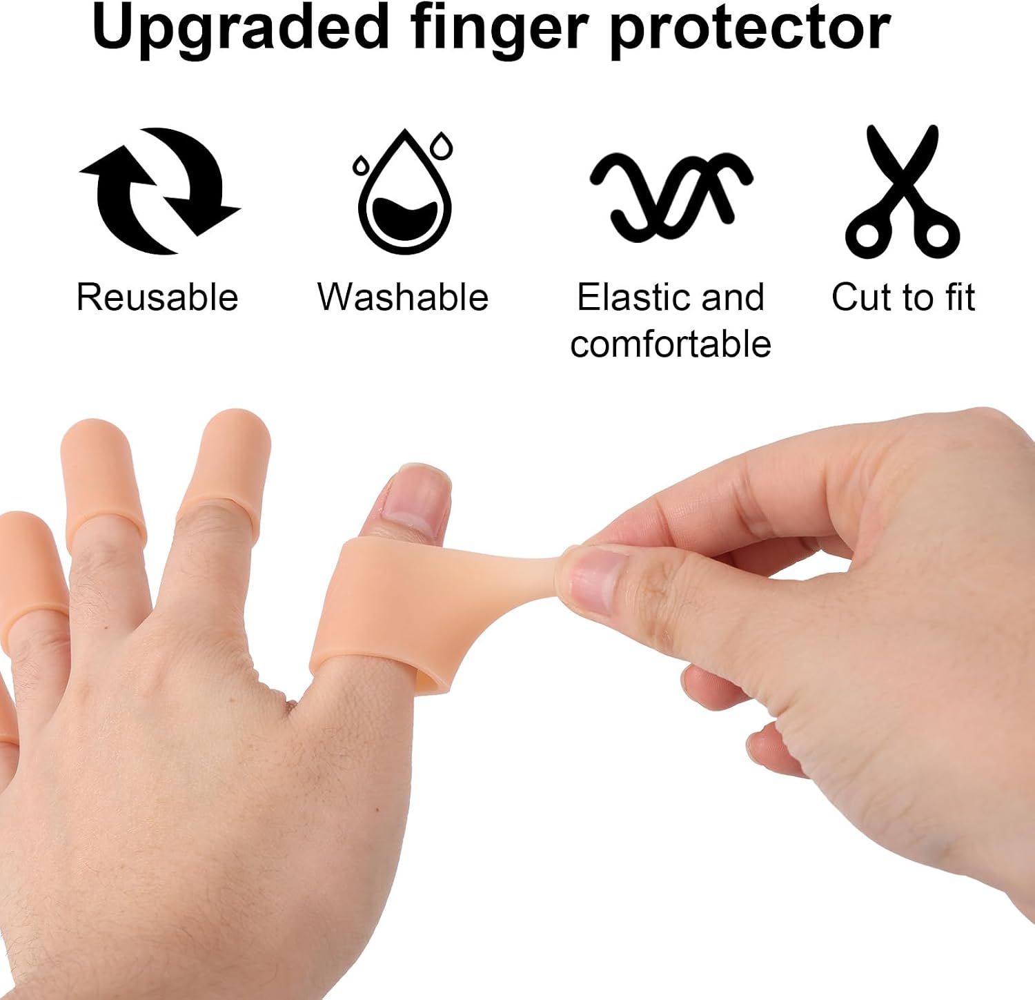 20pcs Silicone Finger Protectors, Silicone Gel Finger Tubes Thumb Sleeves Guard Reusable Fingertips Protection Cots Cover for Sporting Typing Gardening (2 Styles)