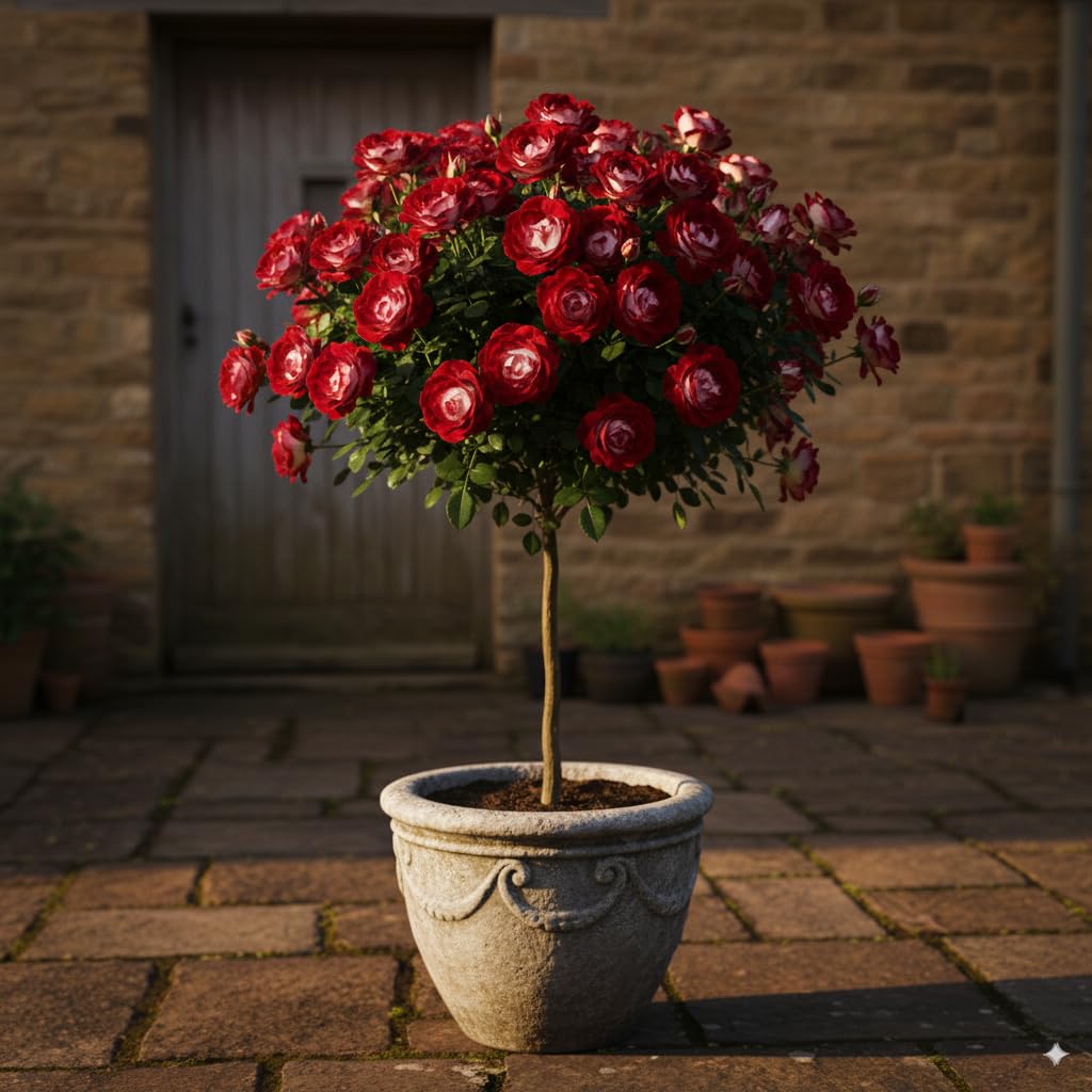 Rosewood on Varilla, 120 cm de altura, para macetas y tierra completa, ideal para balcón, terraza, jardín pequeño (Osiria)