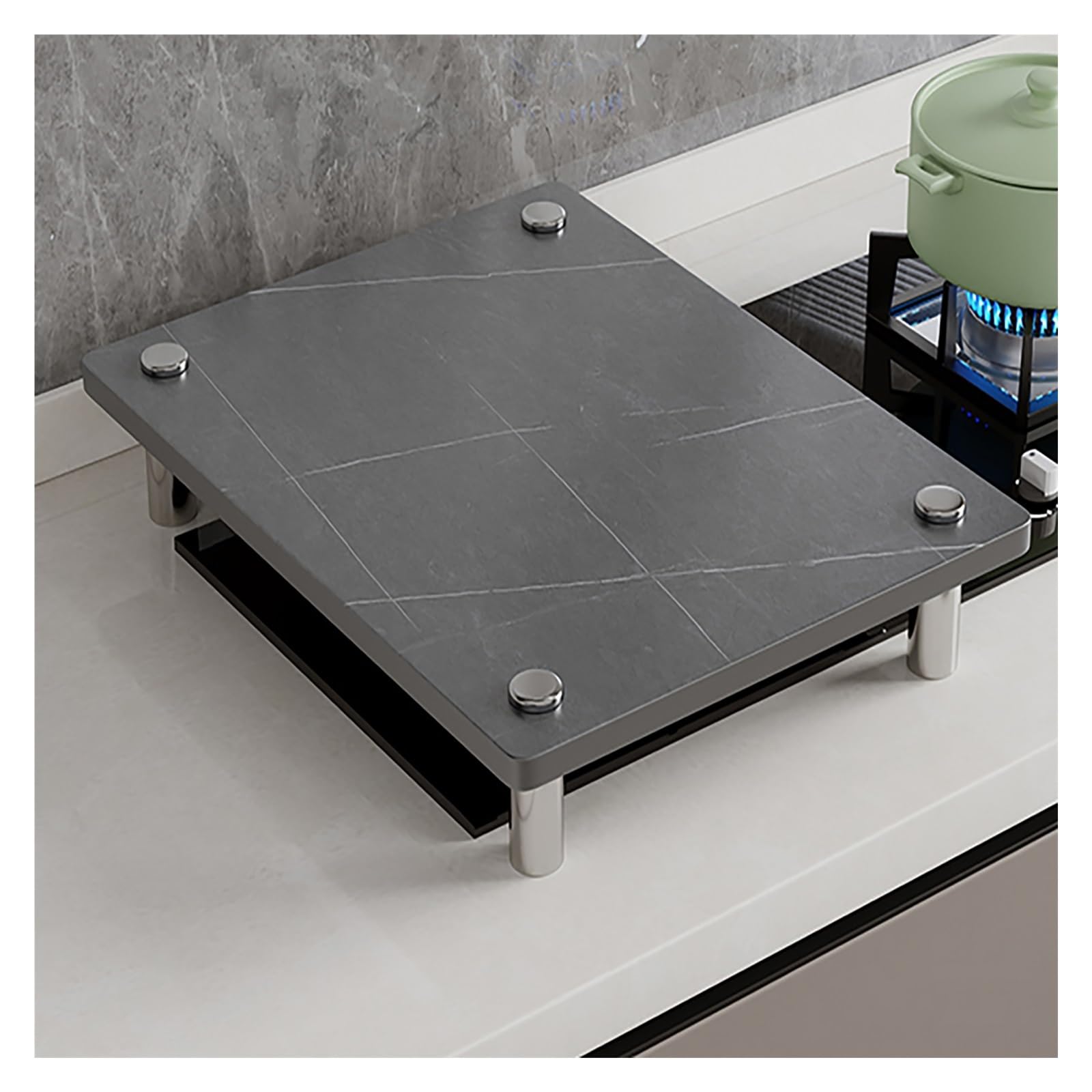 Couvercle de cuisinière à gaz marbre noir avec planche à découper 68x50x8.3cm