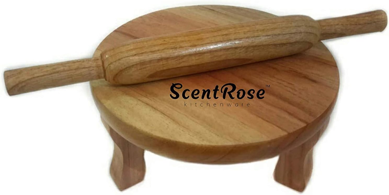 Heighted Chakla Belan Set | Wooden Rolling Pin Board Set