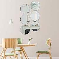 Vista 3 de Jetec 6 piezas de espejo circular de 10 pulgadas, espejo redondo de vidrio a granel autoadhesivo plano flexible para centros de mesa