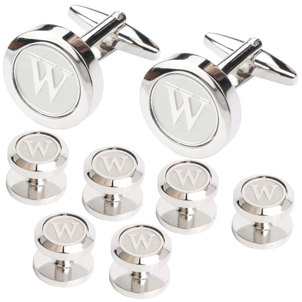 DannyshiMens Cufflinks and Studs Tuxedo Shirts Business Wedding Initials Alphabet A-Z Gift Set