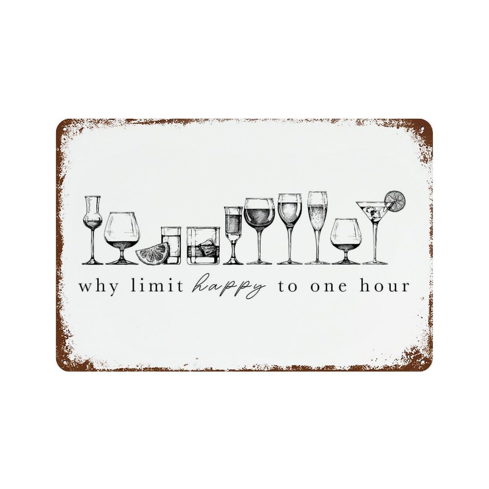 xiaoxiaoshen Happy Hour Sign Bar Cart Decor (2) Wall Decor Art Metal Tin Poster Modern Home Decor Art Home Bar Shop Decorations Vintage Sign 20x30cm