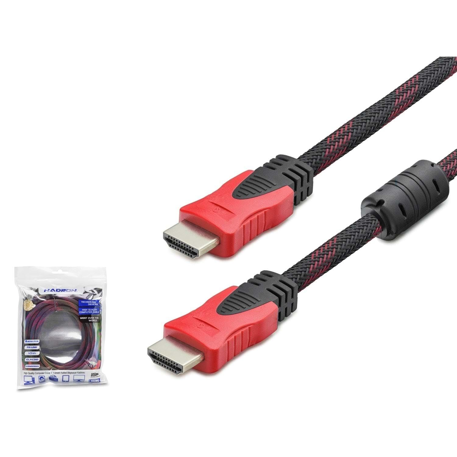 Hadron HDX2013 v1.4 3mt Cable HDMI Trenzado - Rojo-Negro