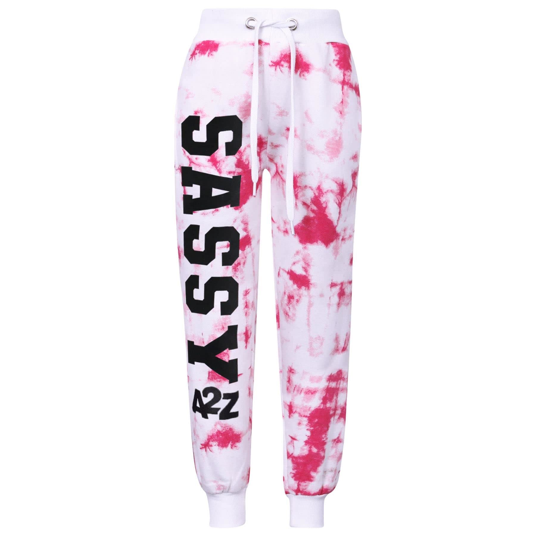 A2Z 4 Kids® Enfants Filles Survêtement Rosé Designer Tie Dye Sassy Imprimer Toison Encapuchonné Crop Top Bottom Jogging Costume Joggers Âge 5-13 Ans