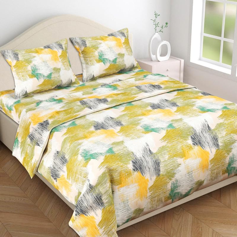 VAS COLLECTIONS XXL Microfiber Soft Cotton King Size Bedsheet for Double Bed, King Size 108 x108 in, 9 Feet, 275x275 cm | 2 Large Size Pillow Covers Without Joint - Light Green, 200 tc - 240 tc-image-37