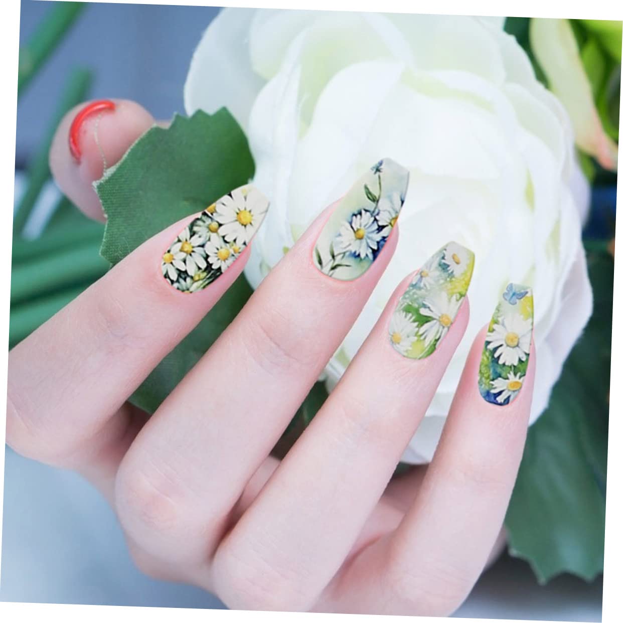 Healeved 15fogli Adesivi Per Unghie Con Fiori Decorazioni Nail Art Per Manicure e Salone Facili Da Applicare e Resistente Per Donne e Ragazze