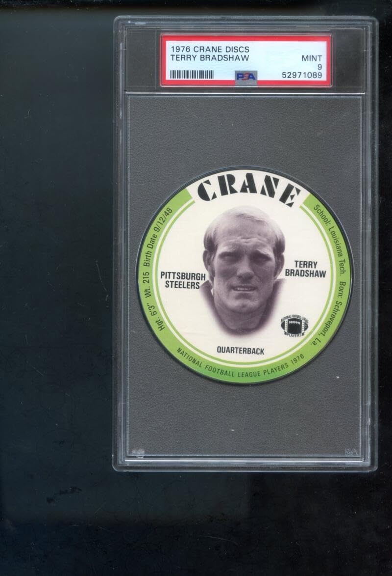 1976 Crane Potato Chips Discs Terry Bradshaw PSA 9 Graded Football Card Steelers