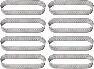 Pceewtyt Moule à tarte ovale en acier inoxydable 8 pièces