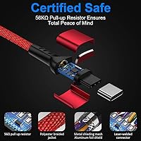 Vista 2 de Cable de carga para NS Switch and Switch Lite Paquete de 2 cables de carga de nailon trenzado USB C a USB A tipo C de sincronización rápida