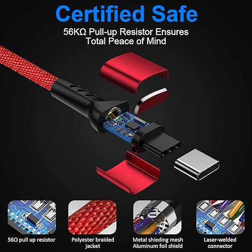 Miniatura 2 de Cable de carga para NS Switch and Switch Lite Paquete de 2 cables de carga de nailon trenzado USB C a USB A tipo C de sincronización rápida de