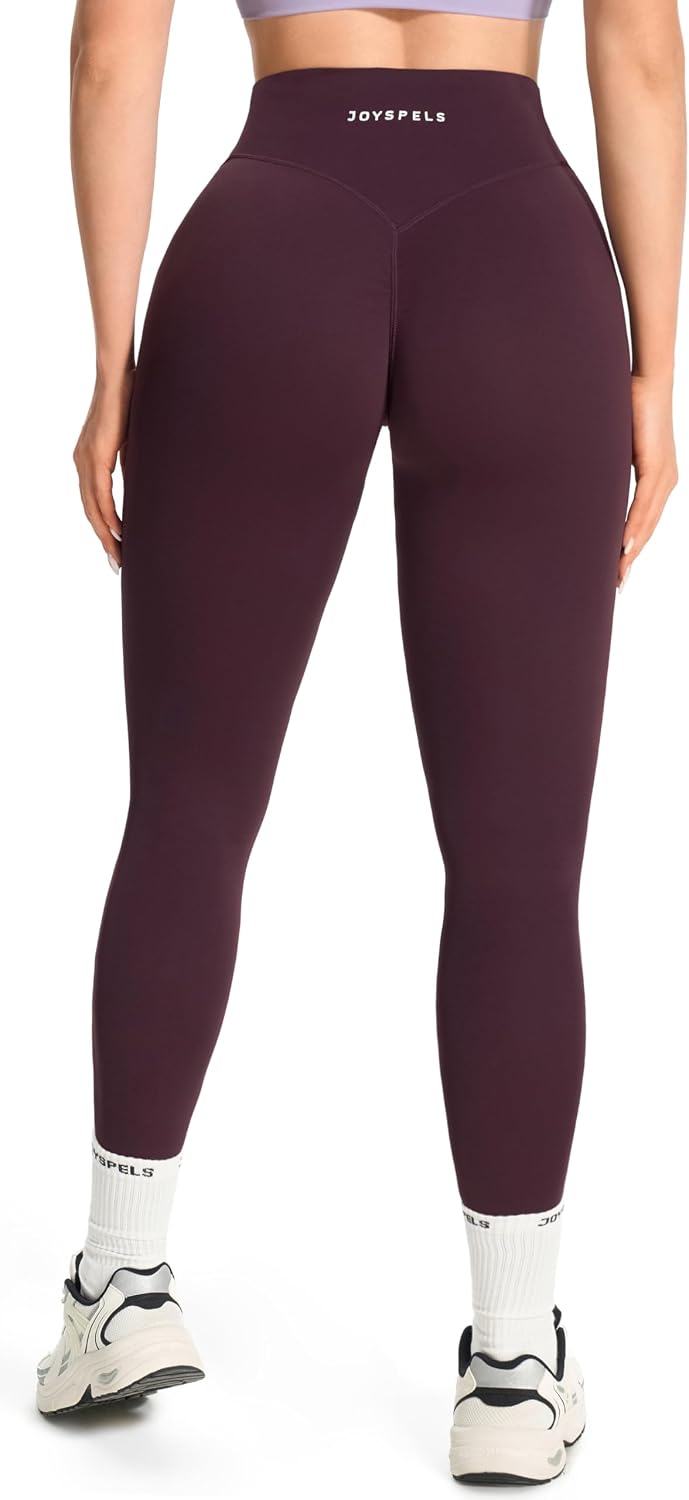 JOYSPELS Womens No Front Seam Workout Hidden Scrunch Legging 25"/ 28" High Waisted Booty Lifting Tummy Control Gym Yoga Pants