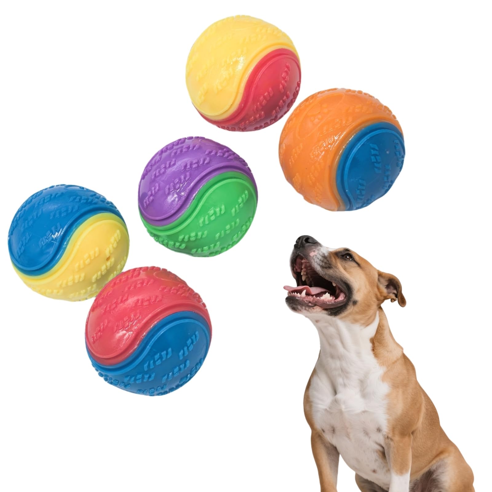 AKICWTJZH 5Pcs Squeaky Dog Balls, Teeth Cleaning Chew Toys for Dogs Interactive Pet Ball Toys, Squeaky Balls for Training & Fetch Games
