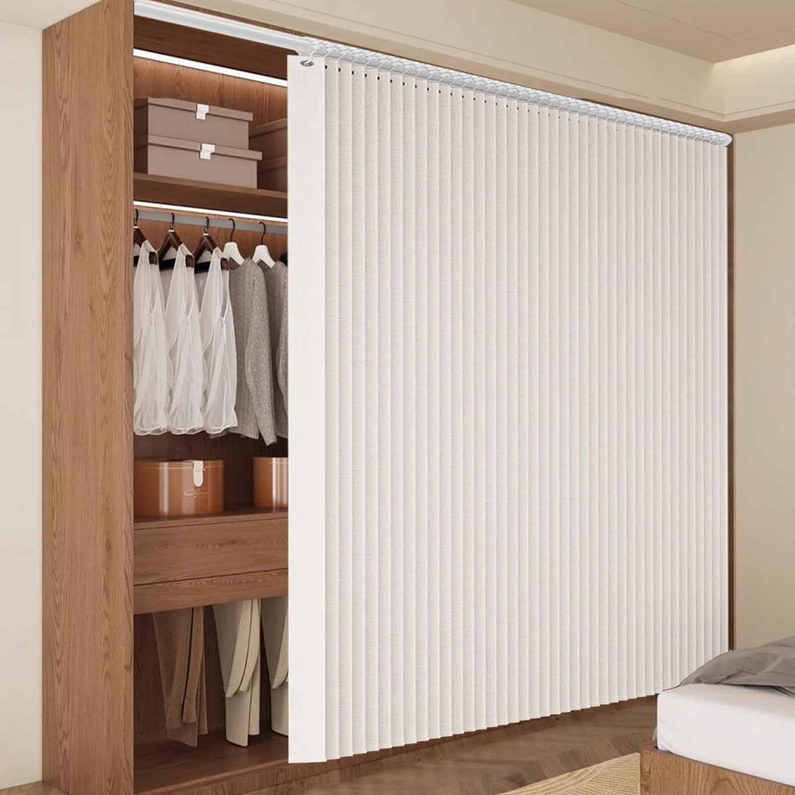 Rideau de porte pliable occultant armoire penderie coulissant et tringle télescopique