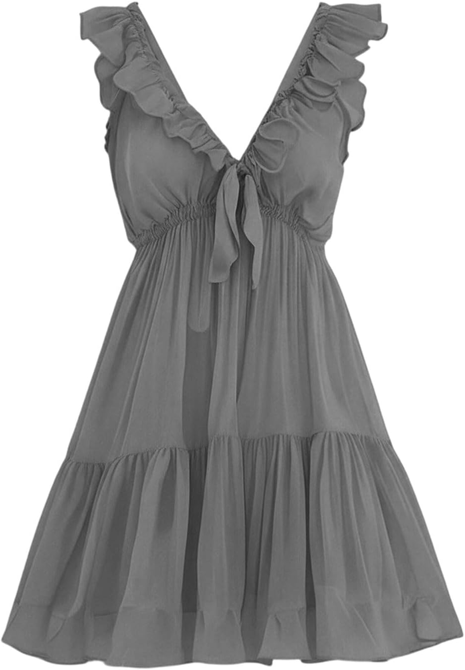 Bohemian Ruffle Tank Dresses for Women, Trendy Summer Vacation Sundress Peplum Sleeveless Mini Dress Resort Wear
