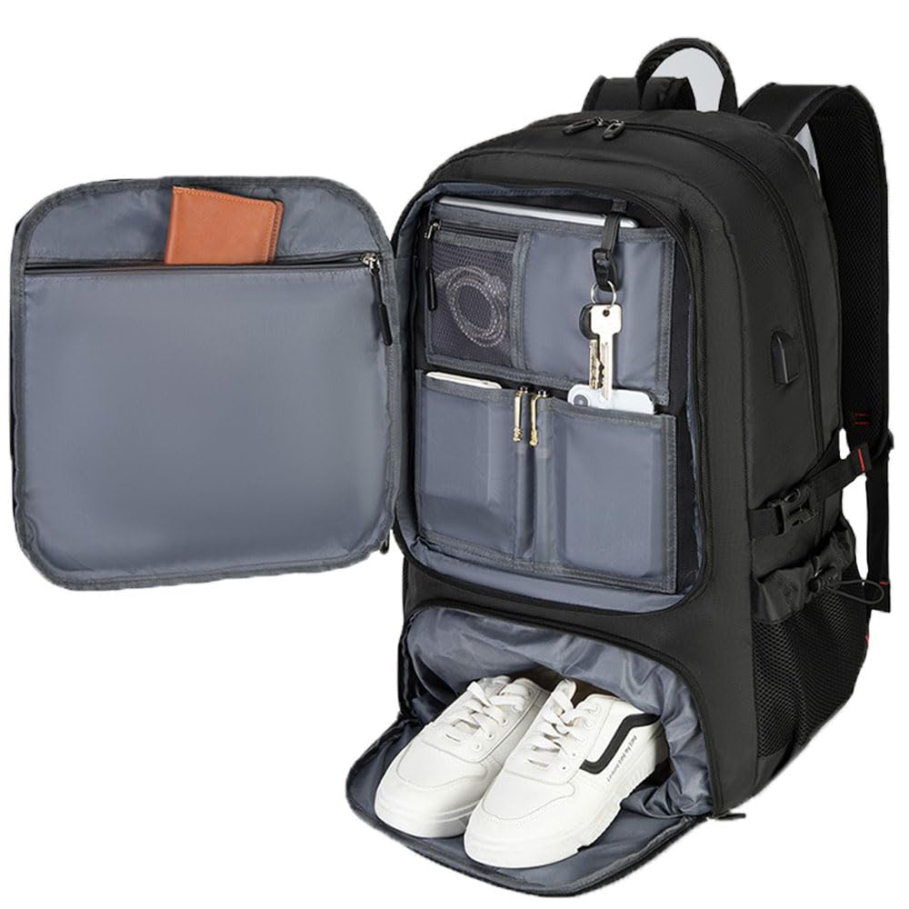Sac a Dos Homme Travail, Extensible 60L 80L Sac a Dos Ordinateur, Sac a Dos Voyage Cabine Avion, Sacs à Dos pour Ordinateur Portable,Sac Ordinateur Homme
