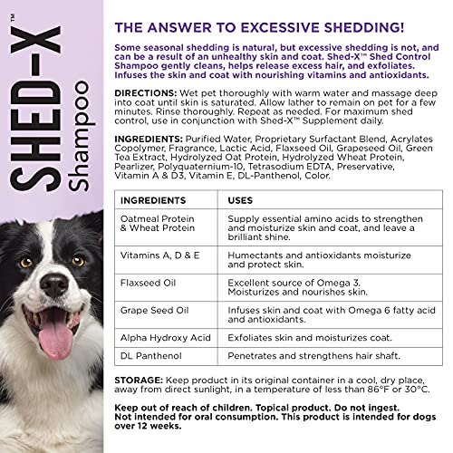 ShedX Shed Control Shampoo for Dogs, 16 oz Reduce Shedding Shampoo Infuses Skin and Coat