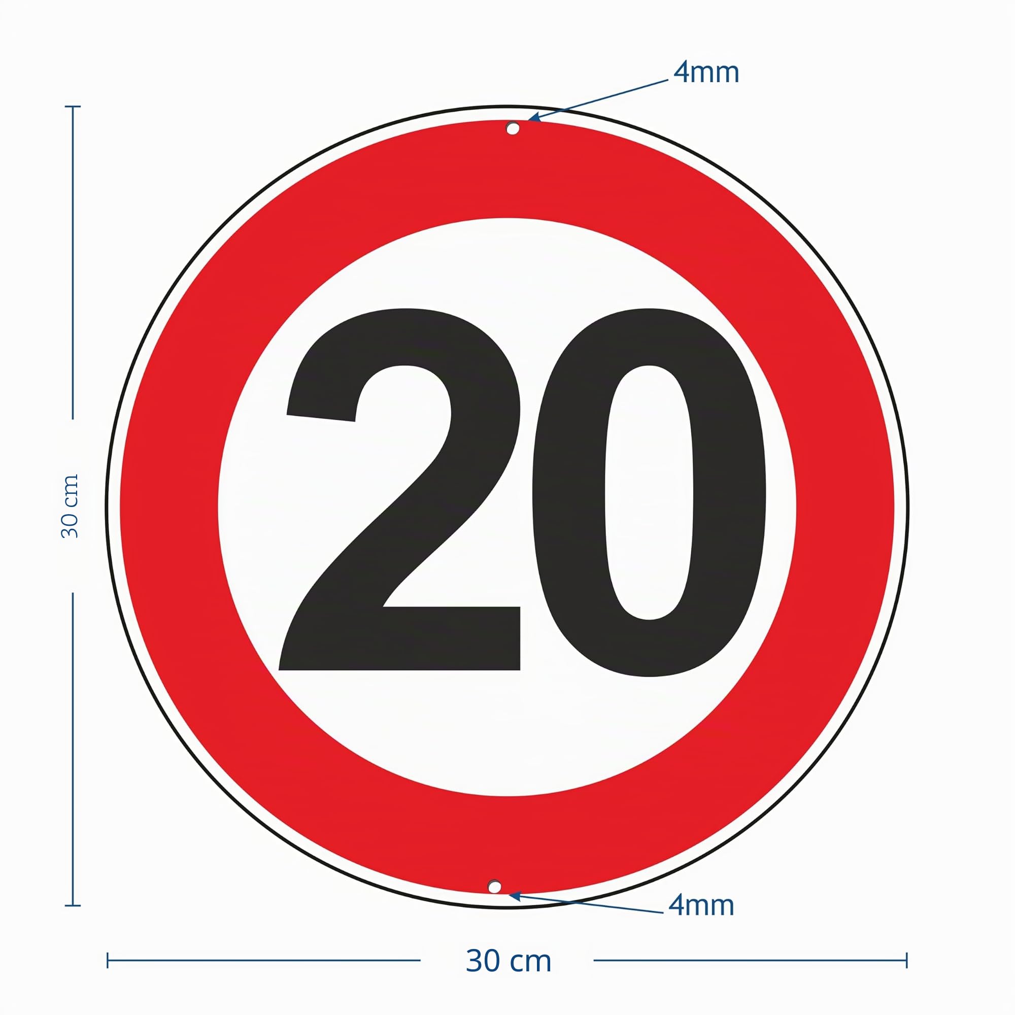 Pubblimania 3 Geschwindigkeiten max. 20 km Fahrzeiten Verkehrszeichen Schild aus Aluminium Metall rund 3 mm dick für Außen Ø 30 (3er Pack, maximale Geschwindigkeit 20 km Stunden)