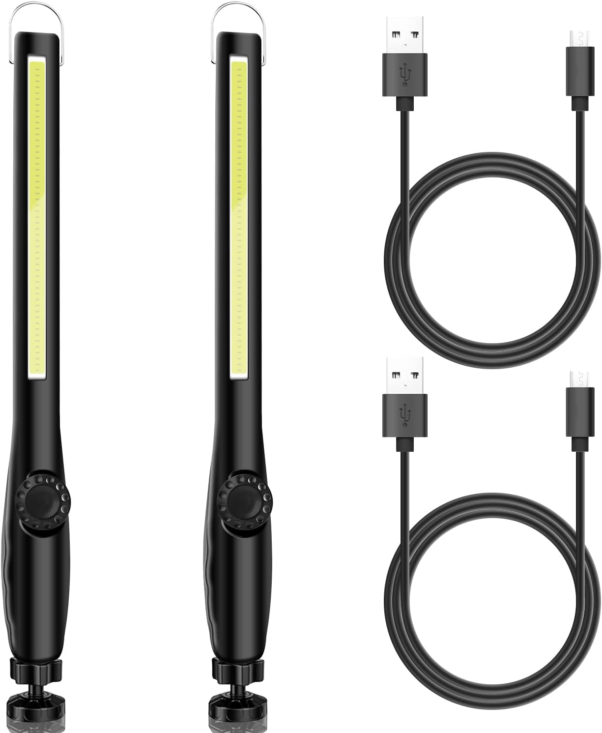 LED Work Light, XTAUTO 600LM Rechargeable COB Worklight 2200mAh Portable Flashlight Inspection Luminous Tubes Lamp w/Magnetic Base Hook for Car Repair Home Garage Emergency Outdoor Camping 2-Pack