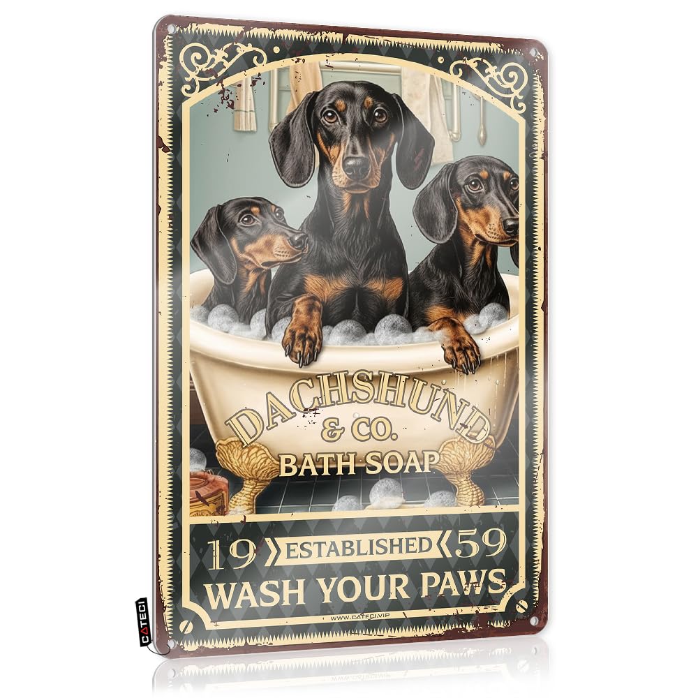 Mwfkkaddb Boys Colour Man Cave Signs And Decor Dachshund Bath Soap Wash Your Paws Tin Sign Art Deco Decorgothic Home Decorwitchy Office Decorkids Posters For Room Funny Sign Decor Funny Home Decor(20X30cm)