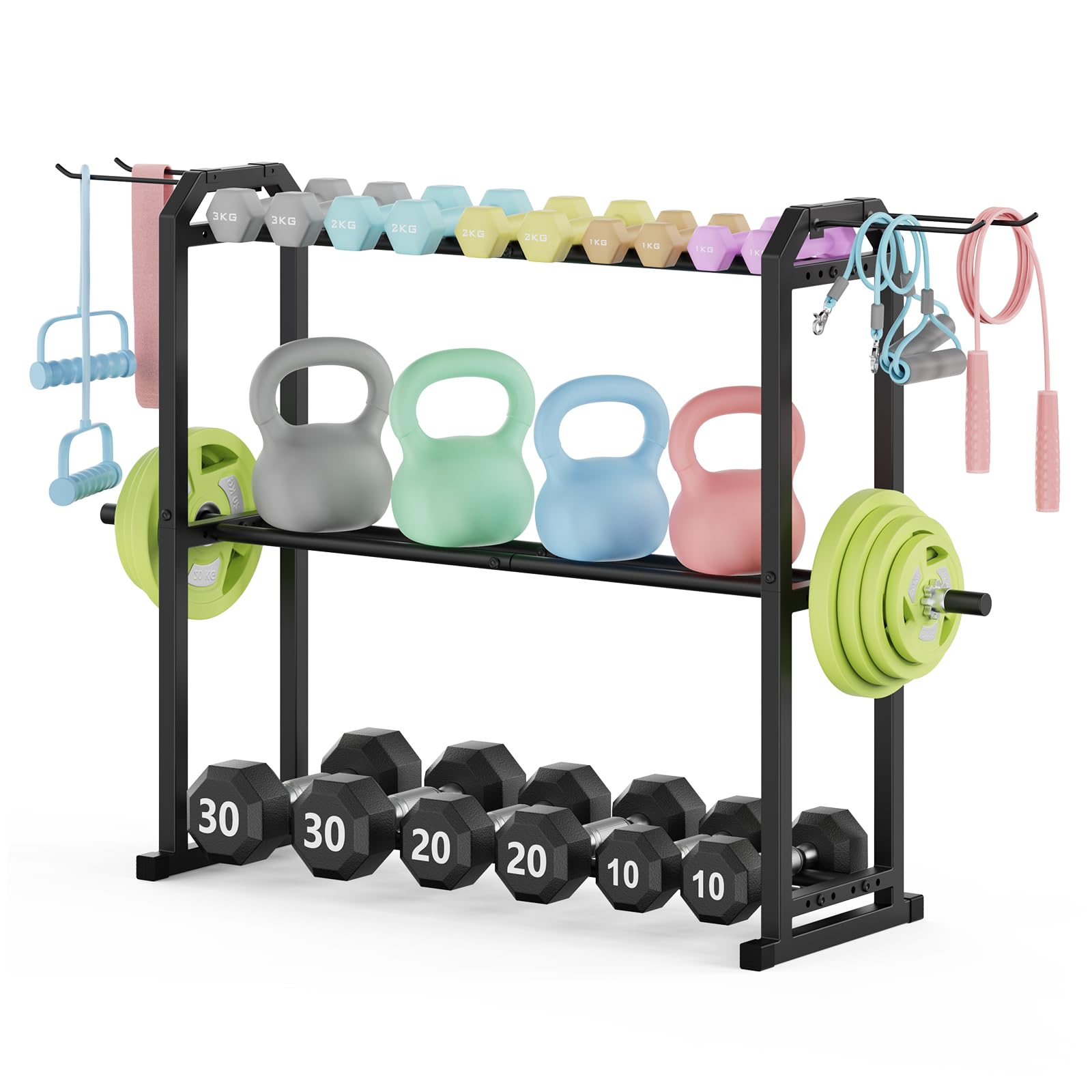 IMAYCC 3-Tier Adjustable Dumbbell Rack 85x32x80 cm Weight Storage Stand for Dumbbells, Kettlebells, and More Space-Saving Home Gym Organizer, 300KG/660LB Capacity (Dumbbells Not Included)