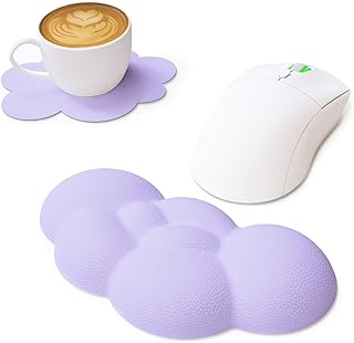 ZIYOU LANG Cute Cloud Wrist Rest Pad Armrest Pad Elbow Rest Pad with Coaster, Computer Armrest Arm Wrist Rest Support Mousepad for Office Computer Laptop Mac Lightweight Easy Typing Pain Relief-Purple