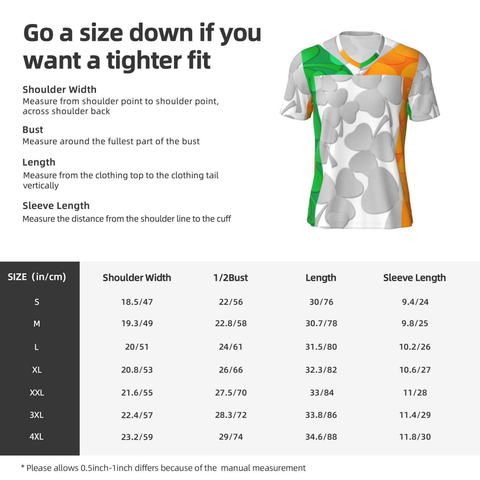 Stylish Athletic Sports Jersey Irish-Flag-Shamrocks Men's Rugby Jersey Medium