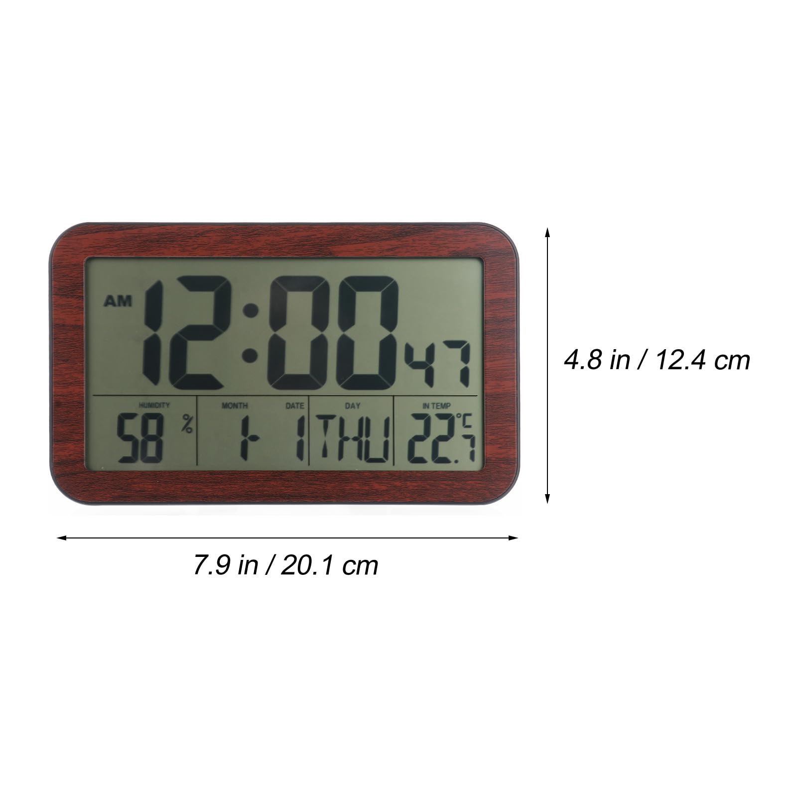 HOMSFOU Orologio Digitale da Parete Nero Calendario Perpetuo e Temperatura, Silenzioso e Auto-regolante in Plastica per Ufficio e Soggiorno Moderno