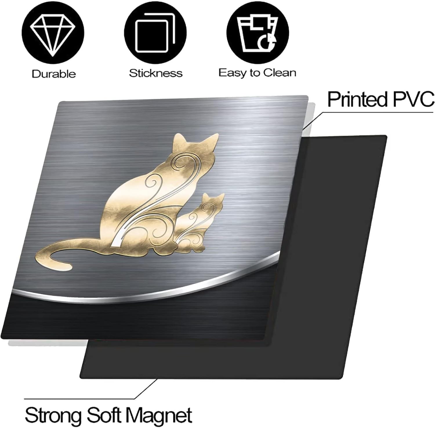 Metal Style Dishwasher Cover,Cat Dishwasher Magnet Decor Front Door Dishwasher Sticker,Polishing Metal and Cat,Refrigerator Door Panel 23x26inch