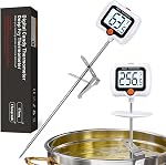 10" Long Digital Candy Fry Thermometer with Pot Clip Rotating Display Best Instant Read Food Meat for Candy Making or Frying