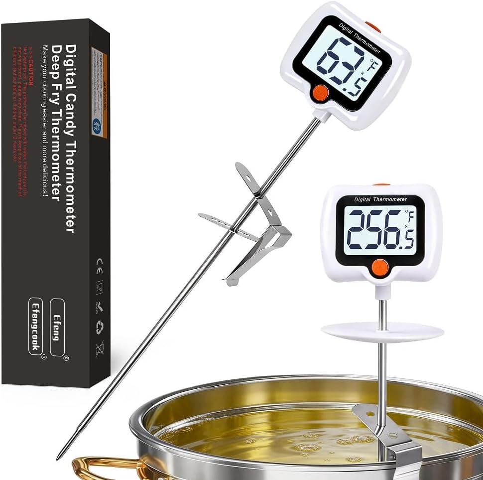 Candy Thermometer for Candy Making with Pot Clip,Best Instant Read Thermometer Digital for Cooking, Baking, Candy and Cheese Making – 10 Inch Probe, Large Rotating LCD Display, Essential Baking Tool