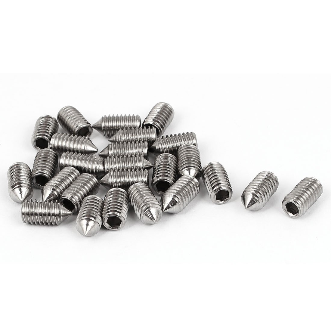 Uxcell Silver Sourcingmap M6 X 12Mm 304 Stainless Steel Hex Socket Cone Point Grub Screw 25 Pcs
