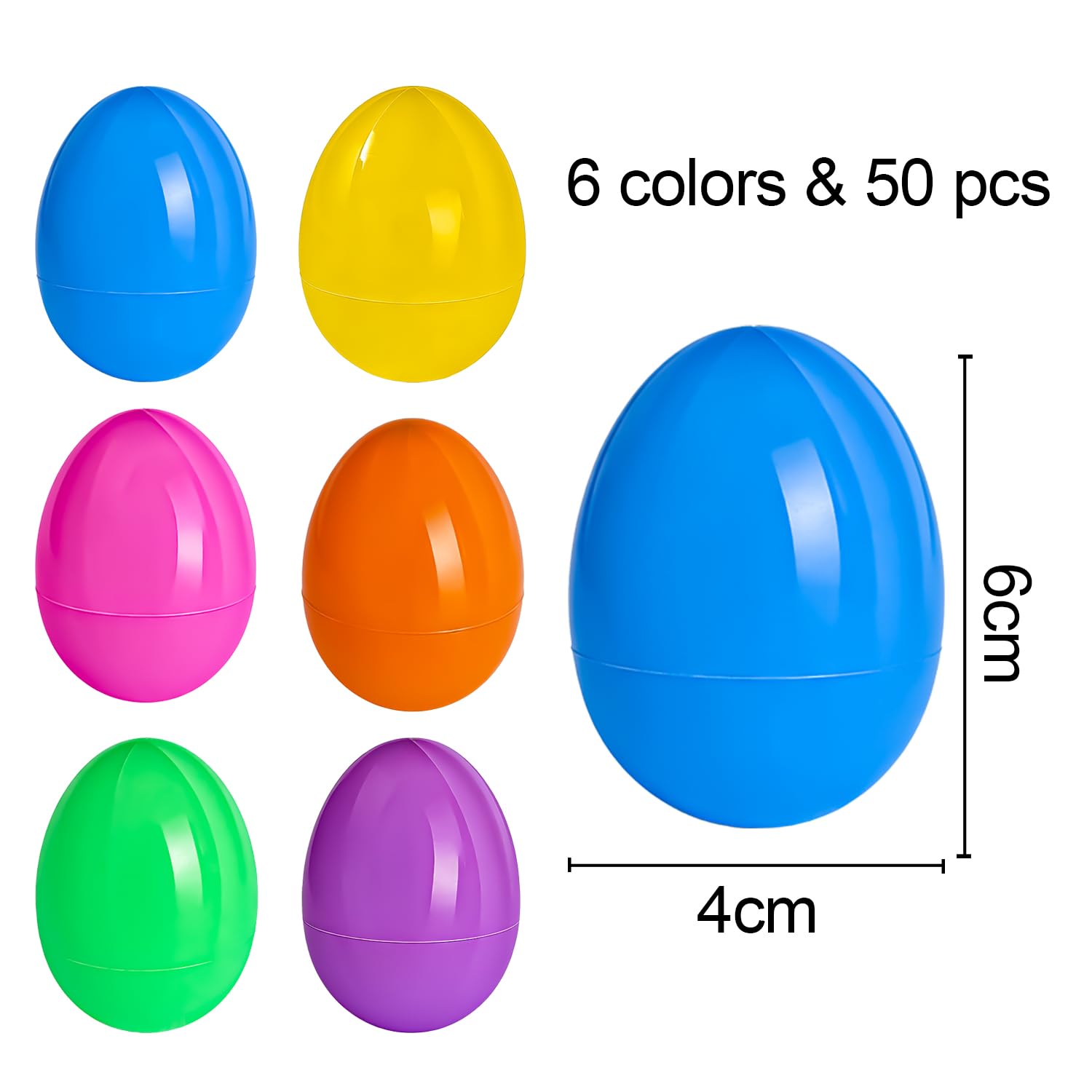 50 uova di Pasqua da riempire, uova di Pasqua in plastica da riempire, regali di Pasqua per bambini, uova di Pasqua vuote per sorprese e piccoli regali per bambini