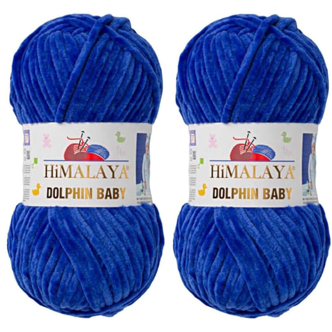 Himalaya Dolphin Baby Yarn 2 X 100g Skeins Super Bulky Yarn for Knitting/Crochet Ideal for Cardigans Shawls Blankets Hats and Home Textiles (2, 80329 Prussian Blue)