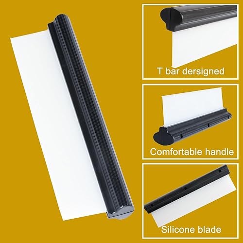 Miniatura 4 de Escobilla de agua automotriz de silicona de 12 pulgadas para secar, barra en T flexible para automóvil, parabrisas, vidrio, ventana, baño (negro)