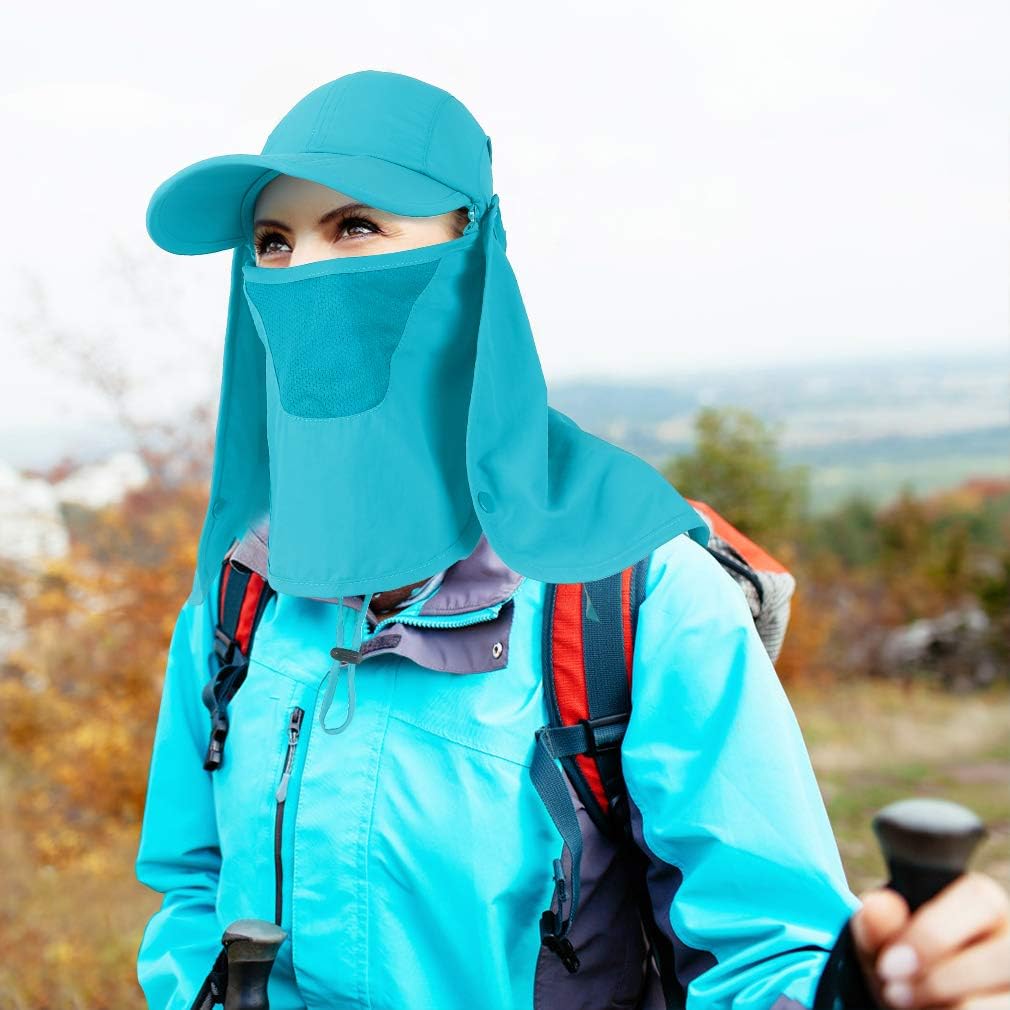 CRISTGEE Foldable Sun Cap with Face Mask and Neck Flap, One Size, Blue, photo 6 of 6