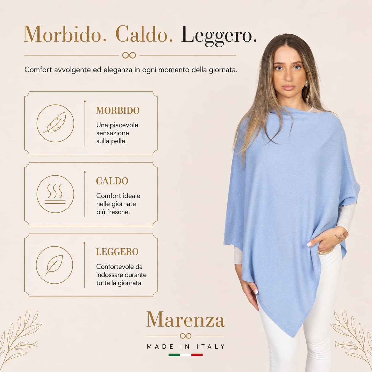 Poncho de mujer de mezcla de cachemira, fabricado en Italia, capa elegante con lana y seda, ligero, cálido y suave, para otoño e invierno