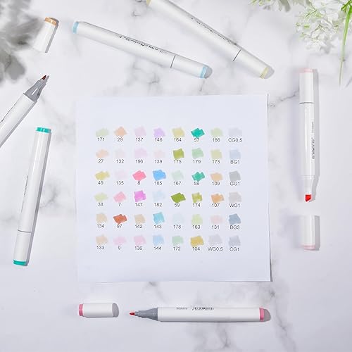 Miniatura 4 de Sayglossy 48 Pcs Pastel Markers Alcohol Markers Double Tipped Refillable Sketch Art Pastel Alcohol Markers Chisel and Fine Tip Markers for School