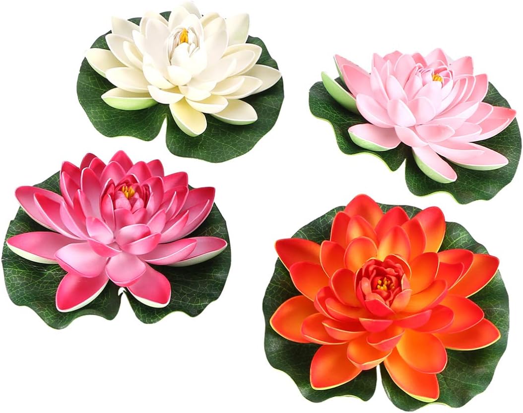 KESYOO 4PCS Fake Lotus Flowers Water Flowers Lifelike Faux