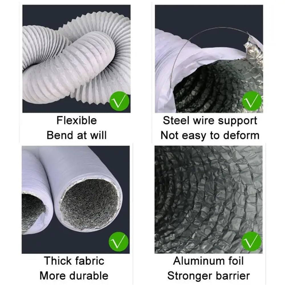 Tubo Flessibile in Alluminio da 1,5-6 m, raccordi per Tubi Flessibili da Cucina, Tubi Flessibili di sfiato in Linea, Tubi di sfiato dell'Aria di Ventilazione, Parte Tubolare (6 m)