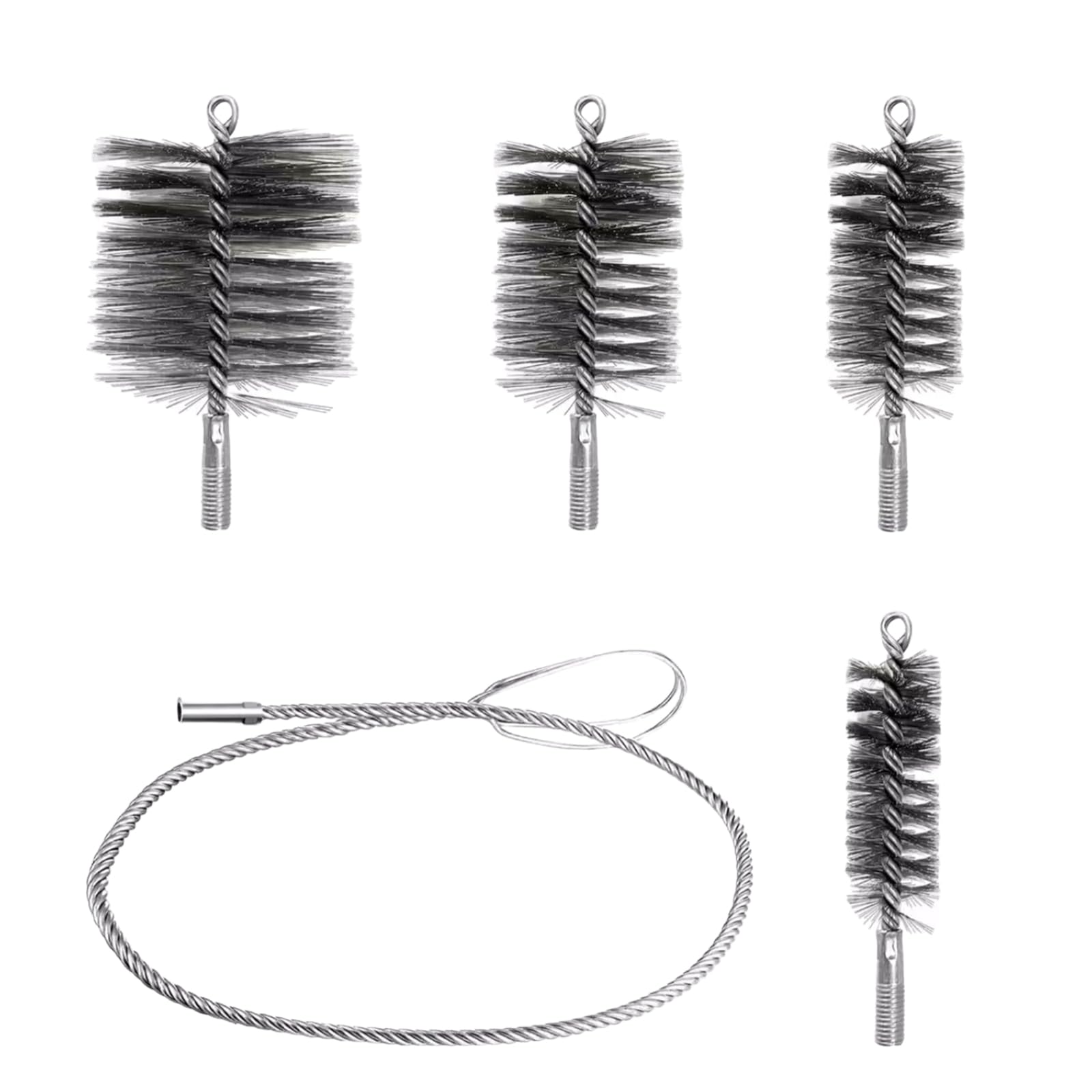 Axvrav Silver Stove Pipe Brush Set, Chimney Brush And Chimney Brush Diameter 30/50/80/150 Mm With Flex Rod 1 M, Boiler Brush, Fireplace Brush, Fireplace Cleaner, Brush For Chimney, Stove Pipe, Flue Pipe Cleaning