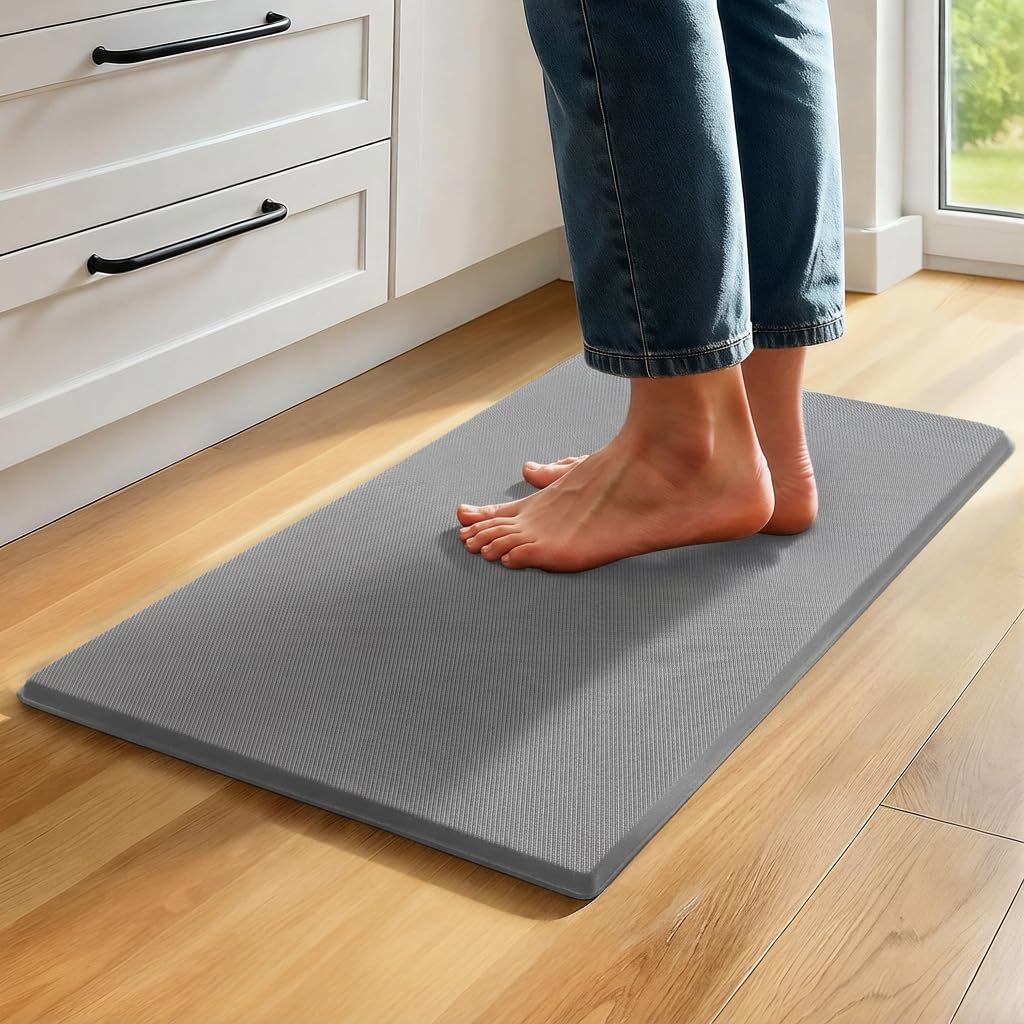 Lukrite Kitchen Mat Cushioned Anti Fatigue, 0.75" Waterproof,Non Slip Kitchen Rugs, Memory Foam Comfort Mat for Standing at Home,Office,Sink,Laundry(