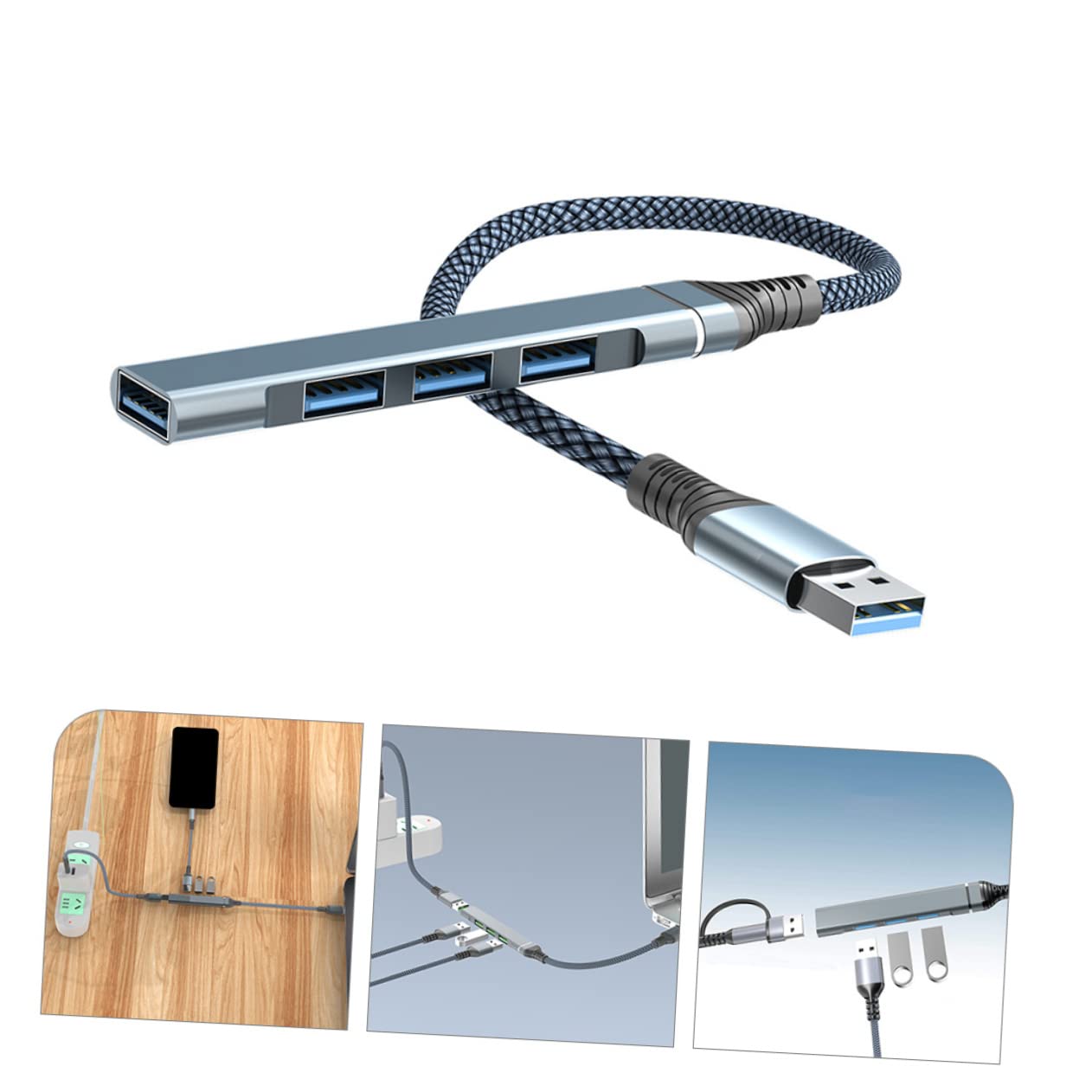 Uonlytech 4pezzi Hub Usb Porte Adattatore Usb Espandibile Per Laptop Veloce Trasferimento Dati Compatto e Leggero Senza Driver Utilizzo Simultaneo Di Porte