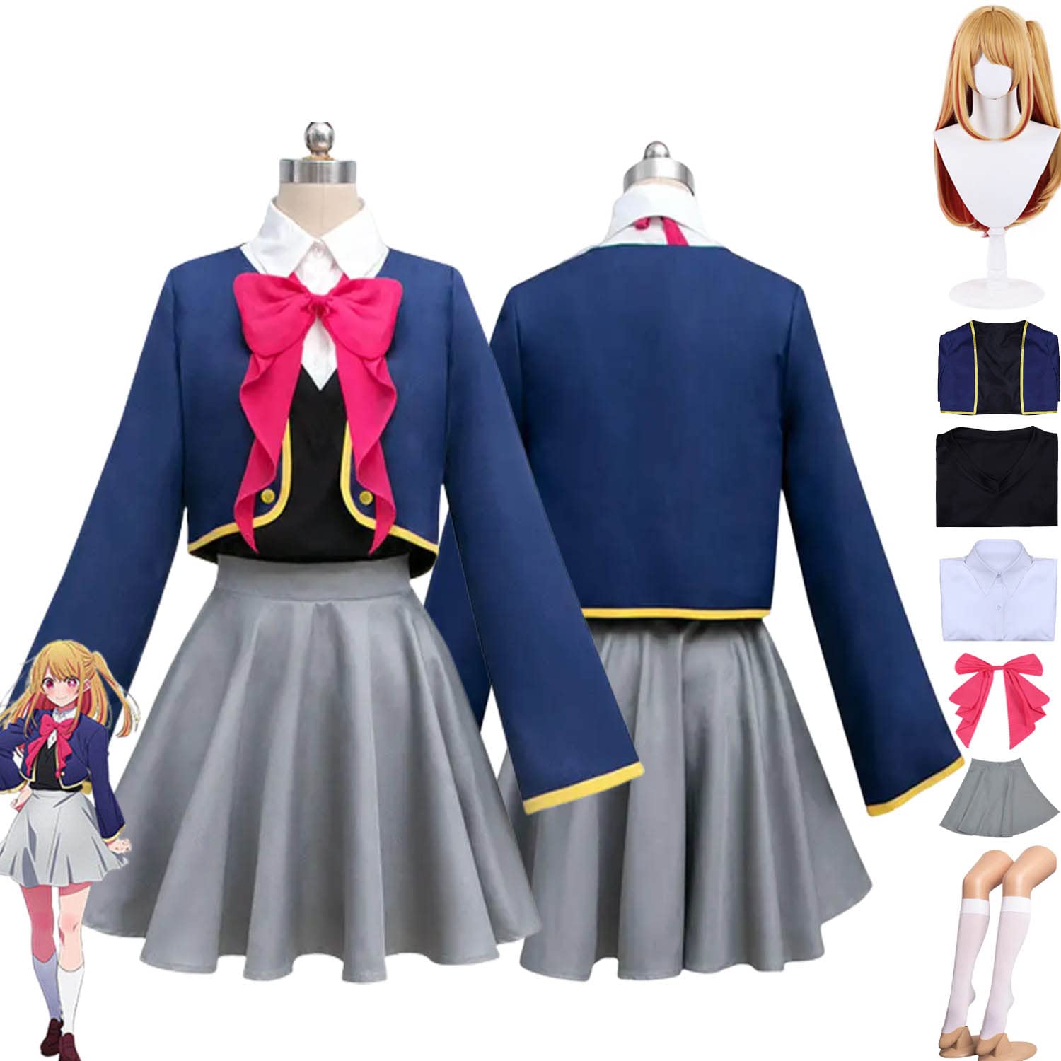 Anime Oshi No Ko Hoshino Rubii Cosplay Costume Vestito Arima Kana Gioco di Ruolo Uniforme Set Completo Halloween Festa Carnevale Dress Up Suit con Parrucca per Donne