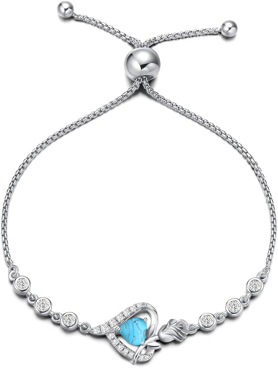 Agvana Regalos para el día de la madre pulseras de piedra natal para mamá joyería de plata de ley auténtica o creada pulsera de tenis con diseño de