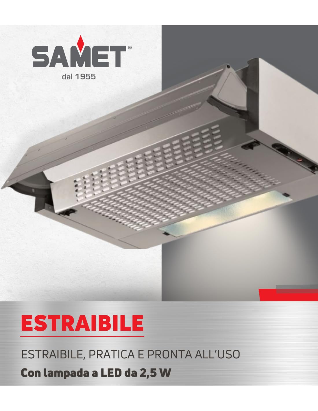 Effezeta Einbauhaube ausziehbar Aluminium 60 x 30 x 15 cm, 3 Stufen, LED