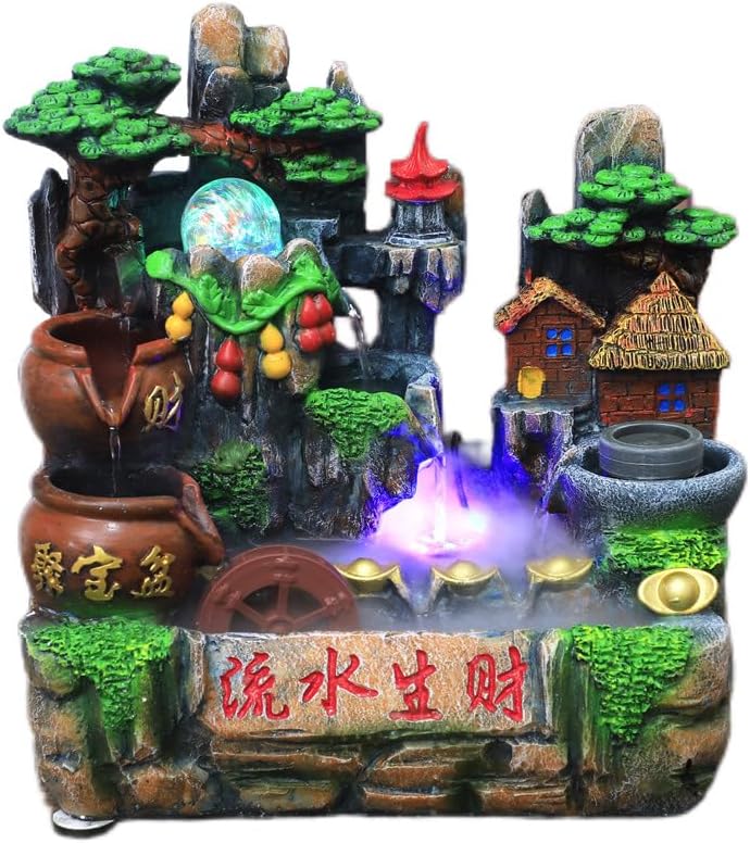 Ecqizer 假山流水盆景器树脂喷泉工艺品礼品创意家居饰品1927, Black, 9326829296112