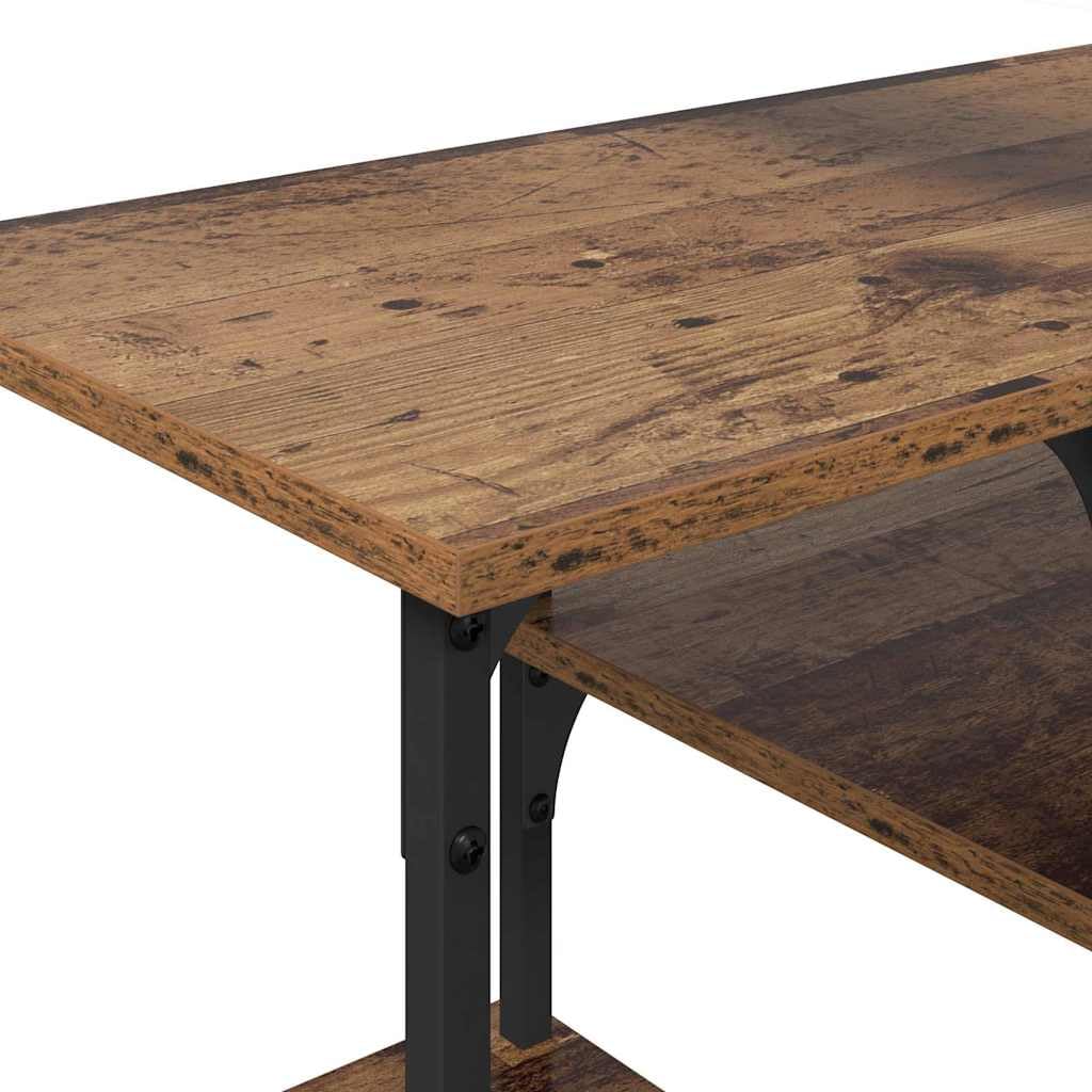 Szafka pod telewizor o wyglądzie starego drewna, 102 x 35 x 45,5 cm, drewno kompozytowe, żelazne nogi, konsola medialna z 4 półkami, uniwersalna podstawka pod telewizor, do salonu, stabilna