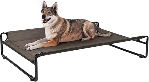 Veehoo Cama elevada original para perros, cama elevada para perros grandes, cama a prueba de mordeduras con malla transpirable lavable, pies